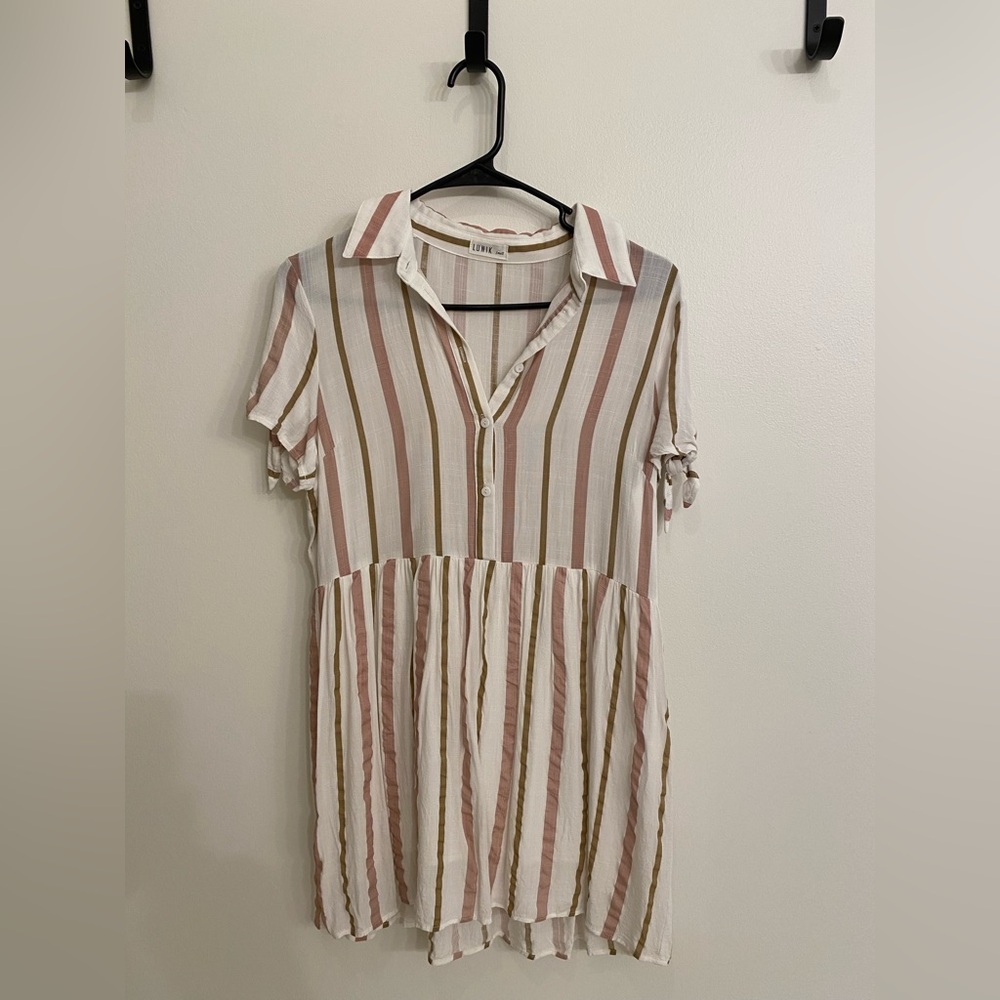 Dress, women’s small, pink/gold/white, brand-Lunik